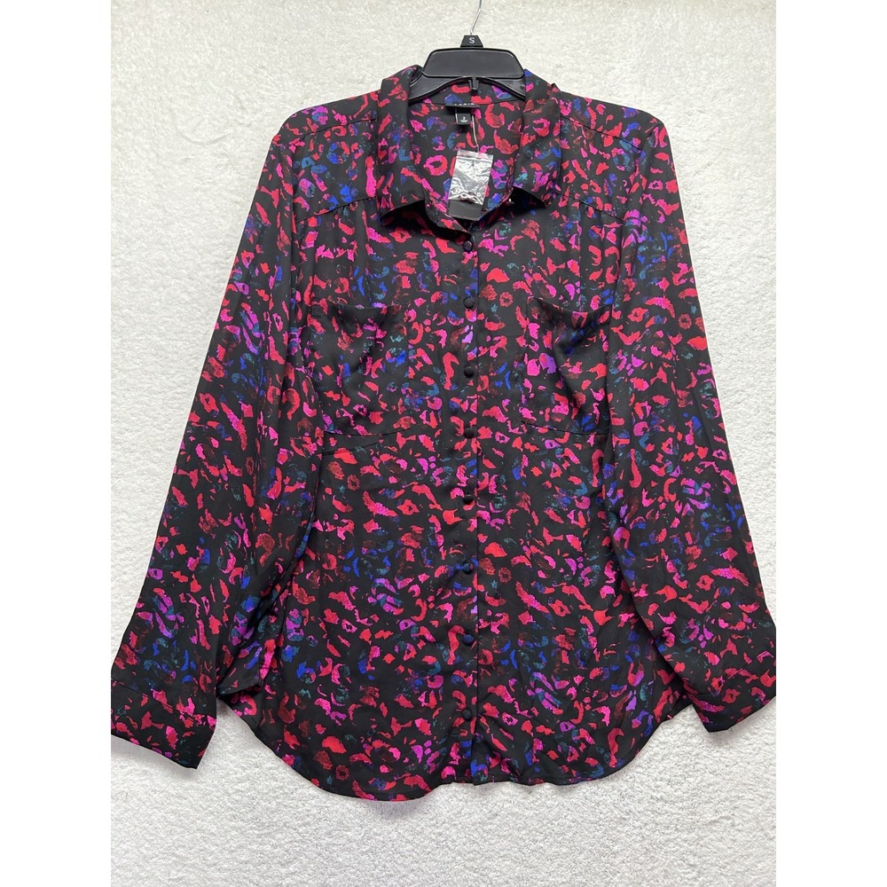 Torrid Womens Size 2 Madison Black Rainbow Leo Long Sleeve Top (J9)